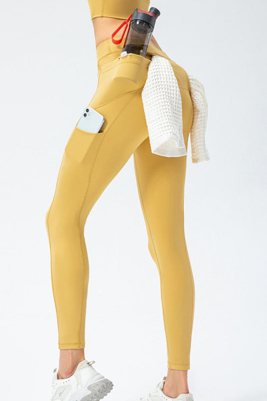 Full Size Slim Fit High Waist Long Sports Leggings with Pockets